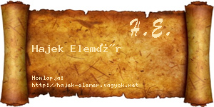 Hajek Elemér névjegykártya